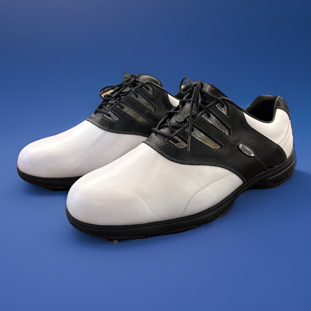 Etonic Golf Shoes Men's 13 Spiked White/Black Excellent Cond. M4669 (W)